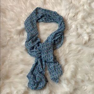 Tickled Pink blue patterned lightweight scarf